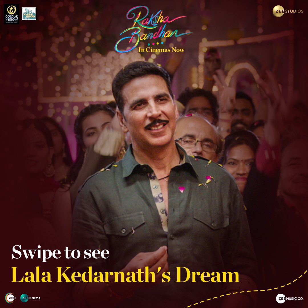 SmrithiSrikanth's tweet photo. Ek hi toh sapna hai humare Kedar ka, dekhiye kaise hota hai woh pura! 😍
#RakshaBandhan is in cinemas, book your tickets now. 
https://t.co/35qjvgRHtD
https://t.co/qmxh4kEkEj
https://t.co/Pcp0vaW9qv  
#ReturnToFeelings https://t.co/9tCwSKj4dc
