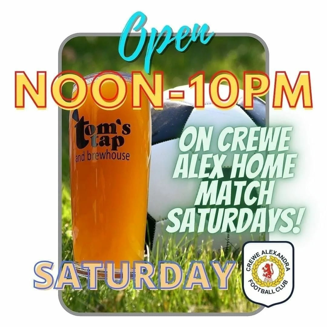 tomstapandbrew's tweet image. The Alex are at home to The Cobblers, 3pm ko. We're open from midday for @ntfcofficial and @crewealexofficial fans as well as fans of great beer and cider

#footie #CreweAlex #railwaymen