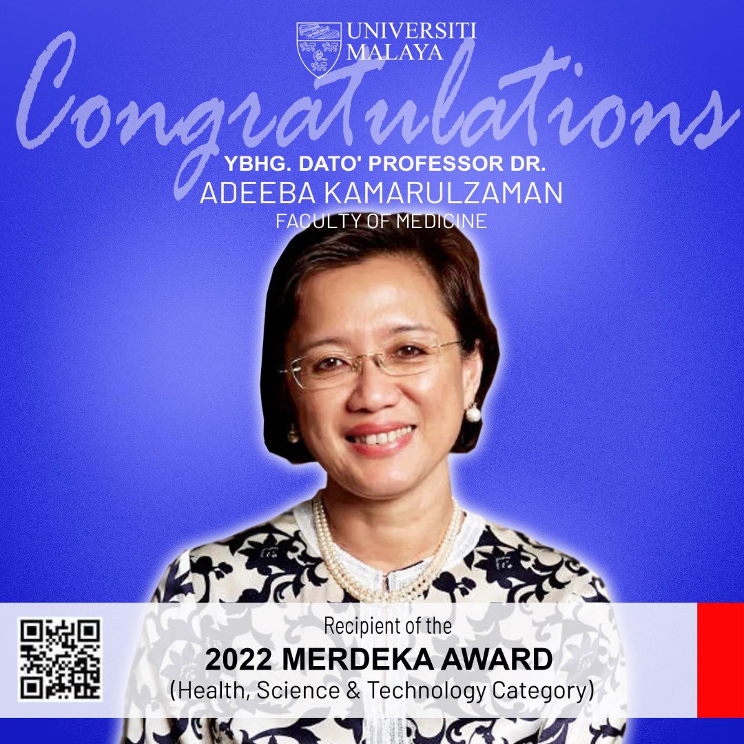 unimalaya's tweet photo. Congratulations to YBhg. Dato’ Professor Dr. Adeeba Kamarulzaman for the prestigious award.
#WithYouItsPossible
#ServingTheNation
#ImpactingTheWorld https://t.co/U47VXPG3Fm