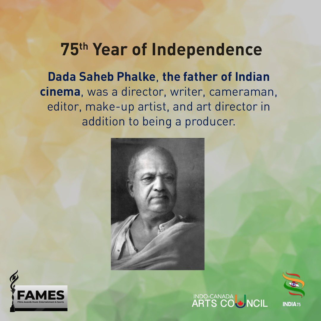 itsIndia75's tweet photo. The Father of Indian Cinema
#FAMES

#ICAC #itsindia75 #india75 #AzadiKaAmritMahotsav  #PBDH2 #AjaayModi #ontario #niagarafalls #canada #Bollywood #Sports #Films #Music #ConsulateGeneralOfIndia #Toronto https://t.co/YS9stIL69S