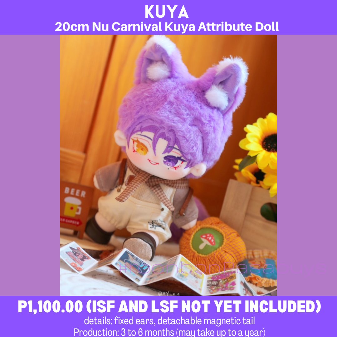 roonbonbakery's tweet photo. PH GO / Pasabuy
Pre-order: Kuya by @/Legend_of_Bean
20cm Kuya Attribute Doll
RTs appreciated 💖
Deadline: 09/13; 8PM
ISF+LSF: ✖️
Production: 3 to 6 months
Details + to Order:
https://t.co/TturbeEo28

Questions?📨
#20cmdoll #dolls #roonbonPasabuys #NuCarnival #NuCarnivalKuya https://t.co/WTbRIu3FLG