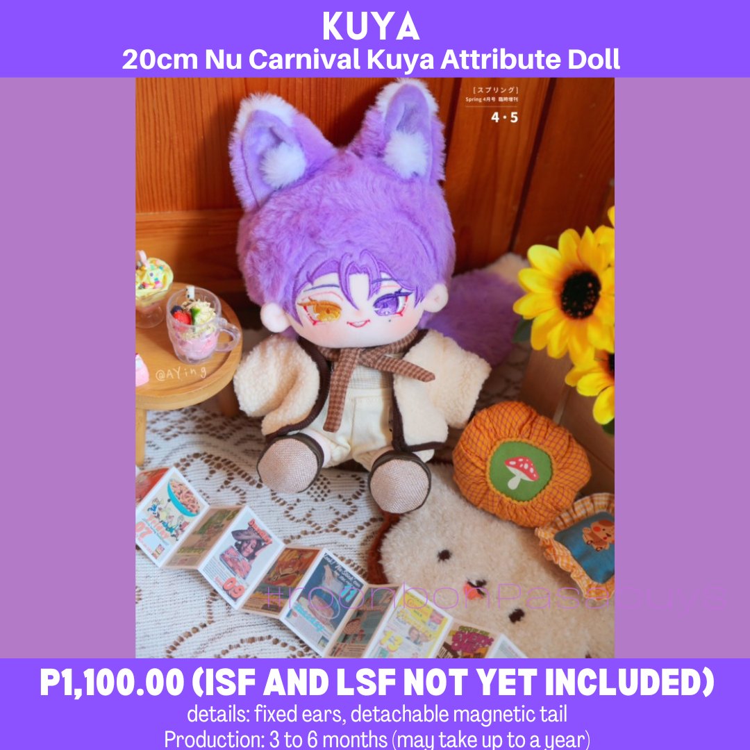 roonbonbakery's tweet photo. PH GO / Pasabuy
Pre-order: Kuya by @/Legend_of_Bean
20cm Kuya Attribute Doll
RTs appreciated 💖
Deadline: 09/13; 8PM
ISF+LSF: ✖️
Production: 3 to 6 months
Details + to Order:
https://t.co/TturbeEo28

Questions?📨
#20cmdoll #dolls #roonbonPasabuys #NuCarnival #NuCarnivalKuya https://t.co/WTbRIu3FLG