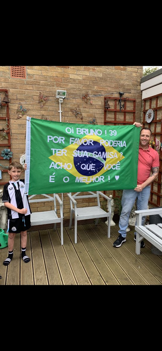 DK0732509986's tweet photo. Riley has made a special flag just for you @brunoog97 please look out for us  at the game tomorrow 🙏 #NUFC HWTL👌⚫️⚪️⚫️⚪️ https://t.co/9R8uKVDtic