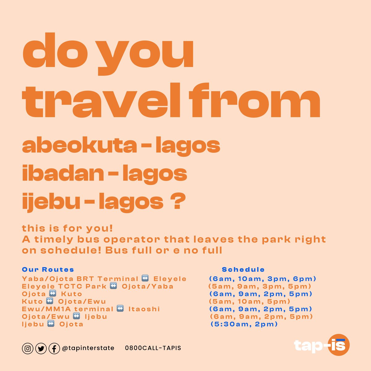 Timidey4you's tweet photo. Come rain, come shine @TapInterstate is Available for your interstate travels.
Their buses have full AC, Charging ports and FREE WiFi. luxury to be enjoyed at affordable price.
Book your next trip with #tapinterstate via> https://t.co/GMjNtP60ft & on the Cowry app. https://t.co/w5wXLgoC4z