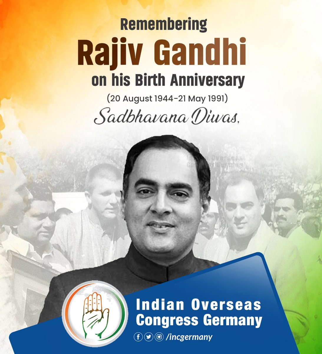incgermany's tweet photo. Remembering Rajiv Gandhi ji
#RajivAdatia #RajivGandhibirthanniversary 
#RajivGandhi 
#RajivGandhiBirthday https://t.co/fxgaZA4gOD