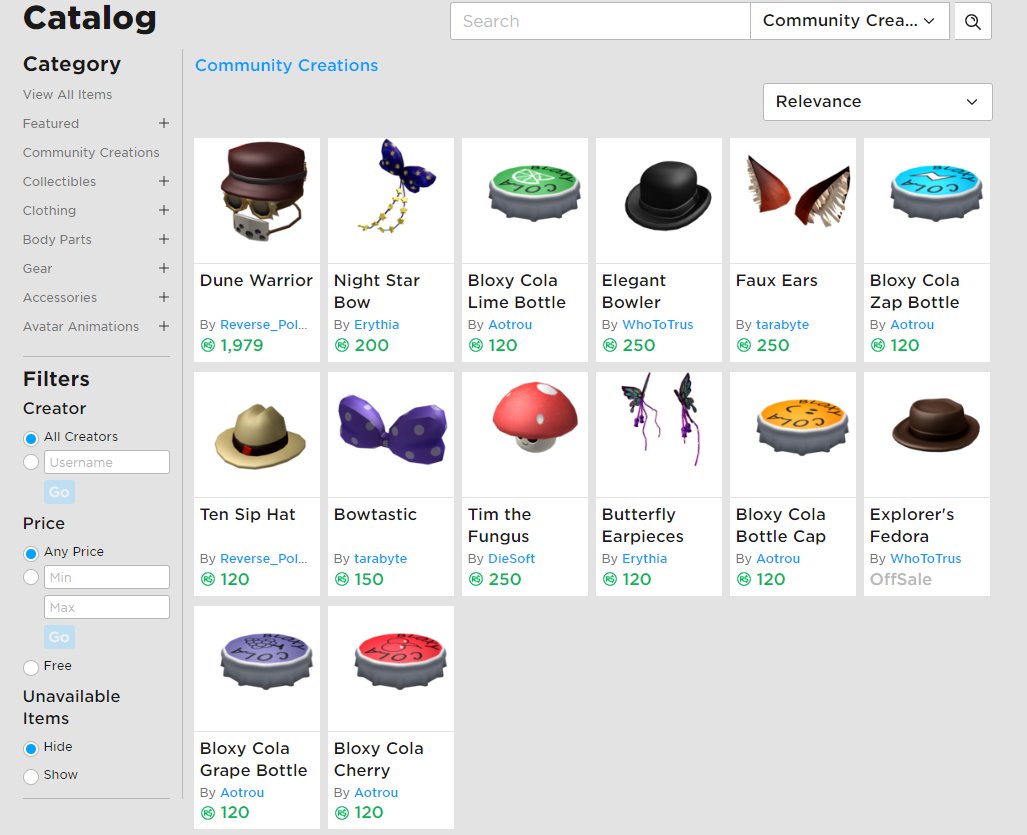 JustRobloxia's tweet image. On August 15th, 2019 (just over 3 years ago), the &quot;Community Creations&quot; category was added onto the #Roblox catalog; this marked the start of UGC accessories.

The &apos;UGC Catalog is Now Live&apos; DF post from August 2019 can be found using the following link: devforum.roblox.com/t/ugc-catalog-…