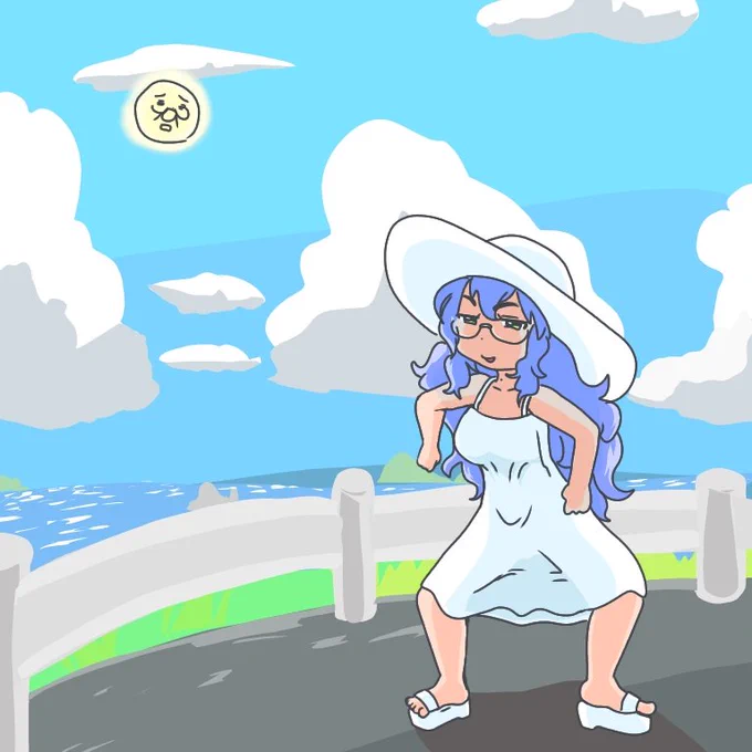 暑いから白ワンピ着なガサキちゃん 