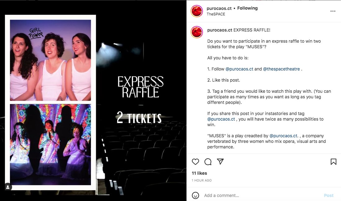 SpaceArtsCentre's tweet photo. 🎉 COMPETITION TIME! 🎉

Head over to Instagram to join in @PurocaosC's raffle to win tickets to Muses next week! 

https://t.co/CINJl7Zeey https://t.co/624kaXMOfk