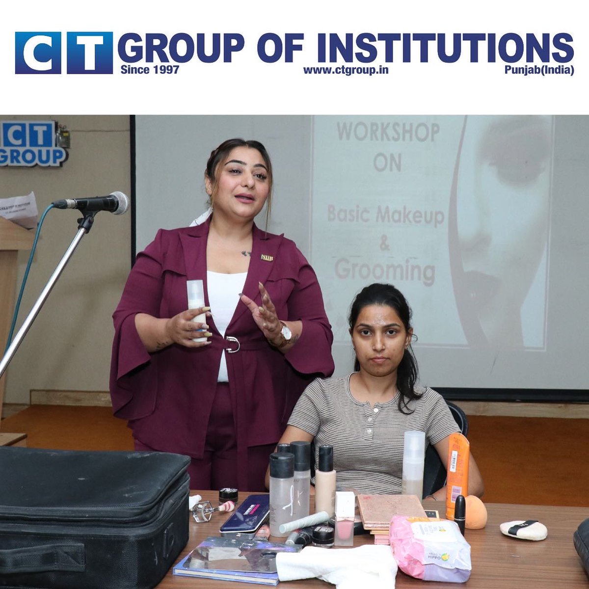 CTGroupshahpur's tweet photo. CT Group of Institutions south campus organised a Workshop on Basic Makeup and Grooming.

#CTGroup #punjabtopinstitute #makeupworkshop #poojasuri #salon #selfpampering https://t.co/vBdq6z2nOm
