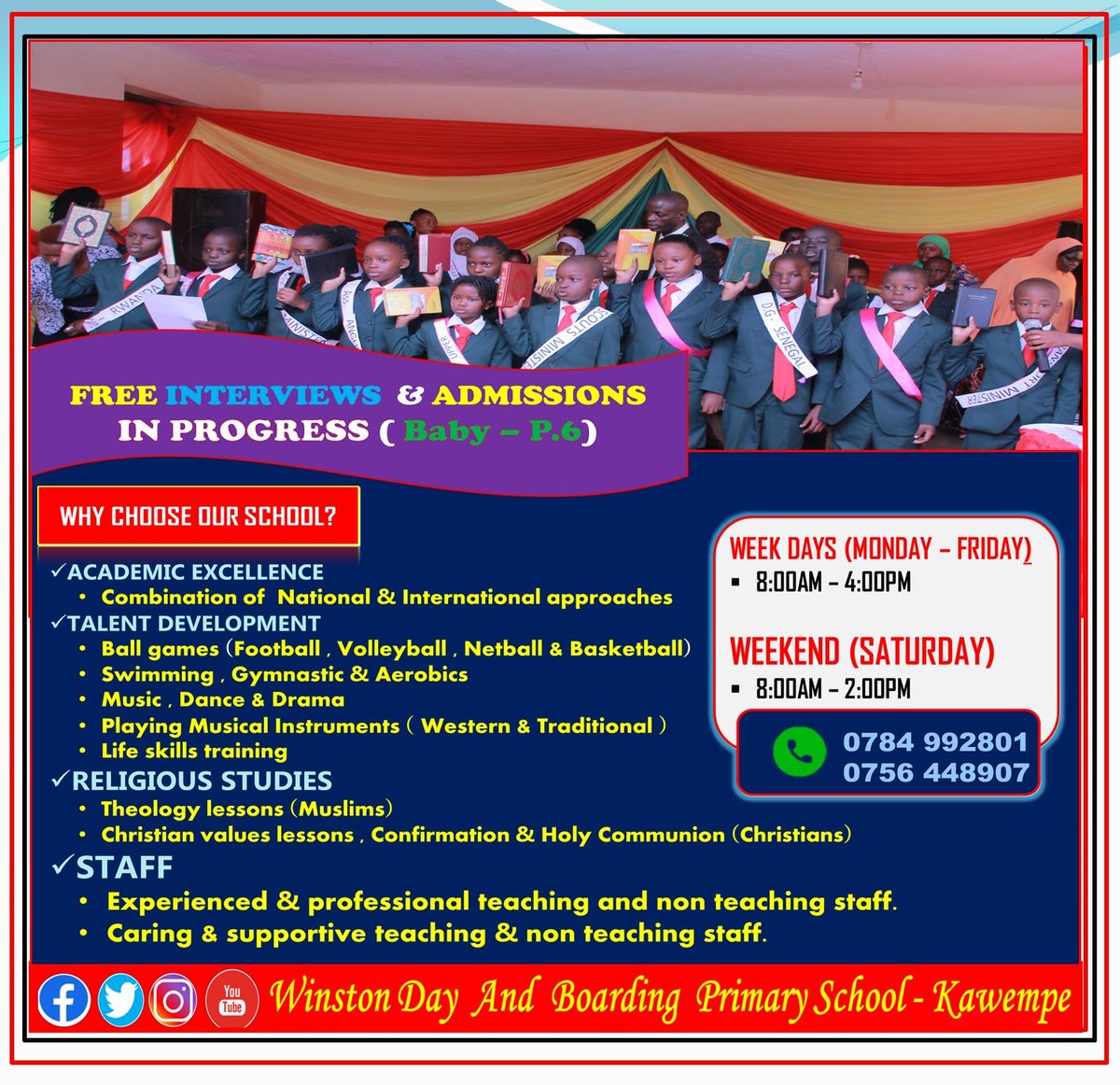 WKawempe's tweet photo. #FreeINTERVIEWS |#2022Intake
At @WKawempe , we strive for academic excellence and also cater for the needs of every child at all levels.
Registration of new Pupils is actively ongoing at school for classes #Pre-P.6
Find out more hereπ:
ππ² 0784 992801
ππ² 0756 448907 https://t.co/MVSgAHBcQc