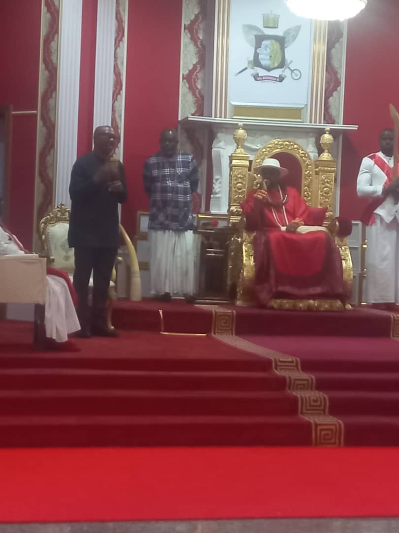 PHOTOS: Labour Party Presidential Hopeful Peter Obi Meets Olu Of Warri On First  year Anniversary celebration