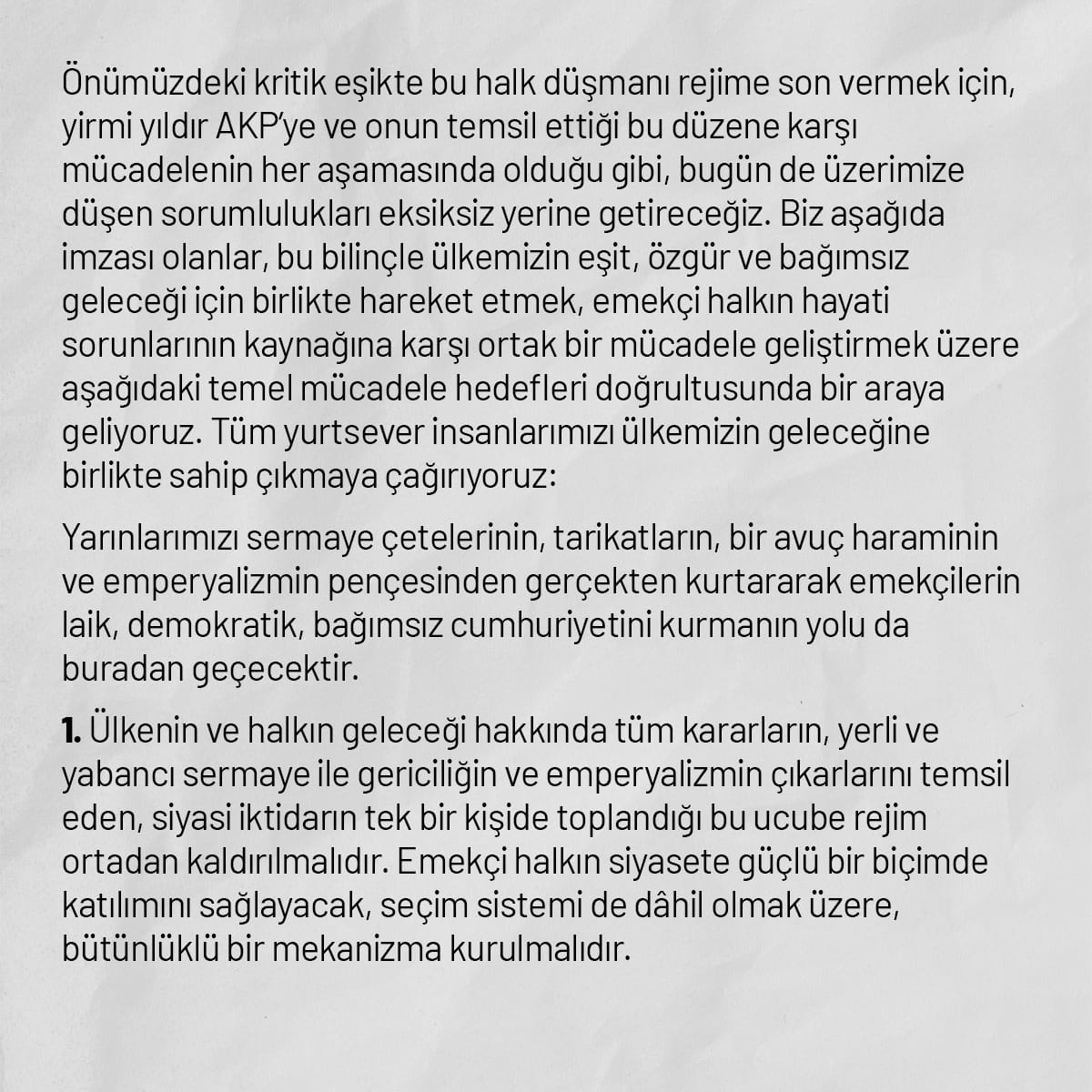 tkpninsesi's tweet photo. Türkiye'nin aydınlık geleceği için ilan ettiğimiz temel ilkeler doğrultusunda birlikte yürüyeceğiz.

Tüm ilericileri, sosyalistleri, komünistleri, devrimcileri, yurtsever emekçi halkımızı bu sorumluluğu paylaşmaya ve Sosyalist Güç Birliği’ni birlikte büyütmeye çağırıyoruz. https://t.co/UsxX13VvMG