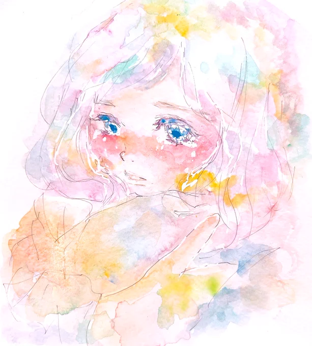 「涙色」我慢しなくていい だって今までたくさん辛抱してきたもの。#イラスト #透明水彩 #art #illustration #watercolour 