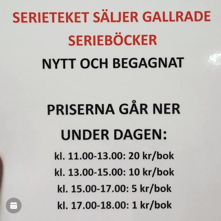 Serieteket's tweet photo. Imorgon söndag 11-18 är det äntligen dags för årets Seriegata vid Bokbordet Stockholm. Vi står på Drottninggatan mot Klarabergsgatan - nära den röda pricken på kartan!
Kom och köp utgallrade serieböcker från Serieteket och massor med serier från andra säljare! #seriegatan https://t.co/FxU0RB8zuK