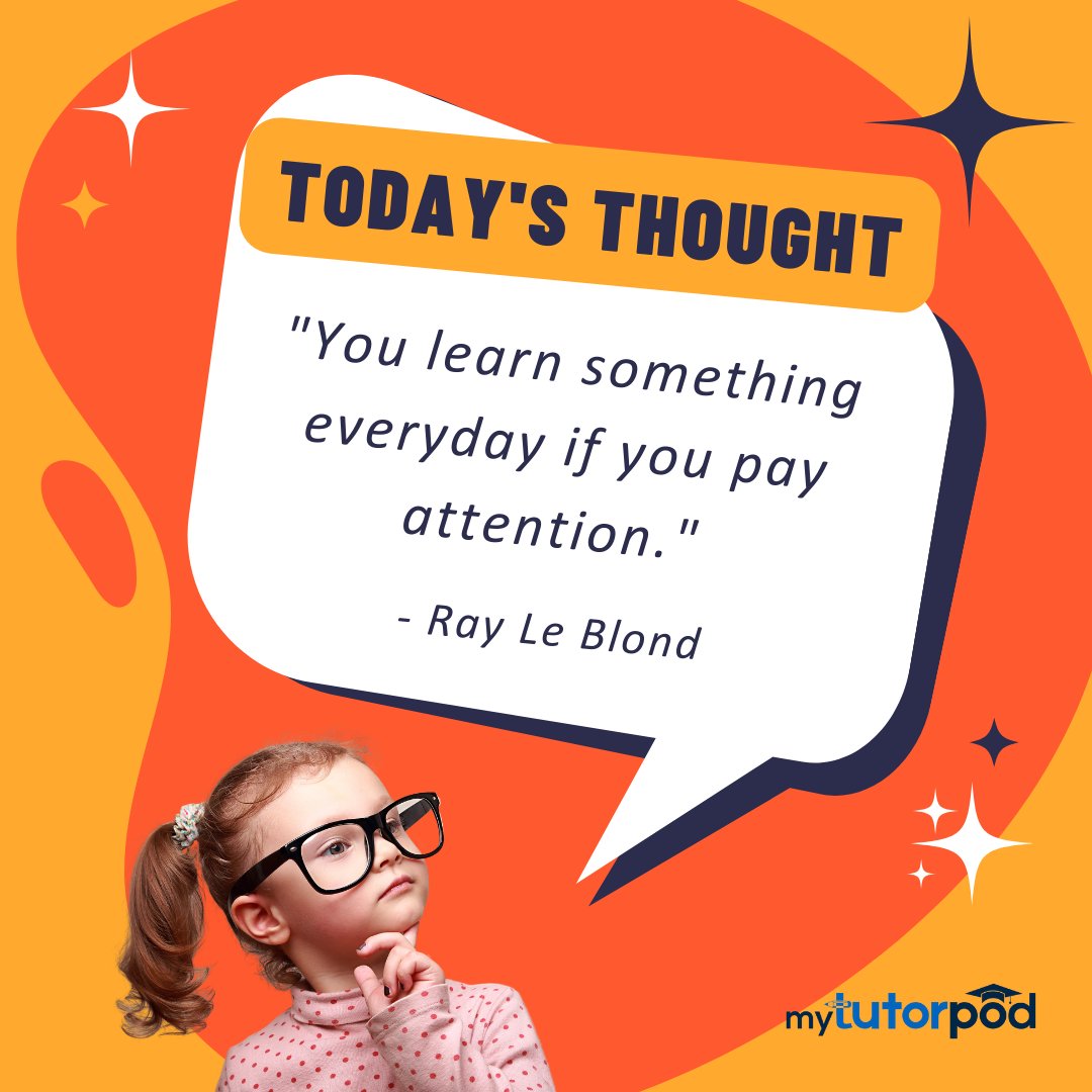 At MyTutorPod, we believe in learning something new everyday. 

#MyTutorPod #OnlineEducationPlatform #OnlineLearning #TuitionOnline #QualifiedTeachers #QualityEducation #LearnEveryday #Knowledge #Success