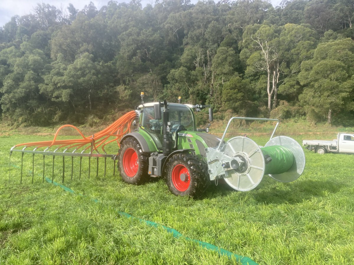 Did you know we also manufacture drag hose effluent spreading systems. This is one we set up today in Bega NSW effluent is being pumped through 1.8km of 150mm lay flat hose and spread on the paddock by a 10m wide dribble bar flow rates of 300,000L/hour are possible.