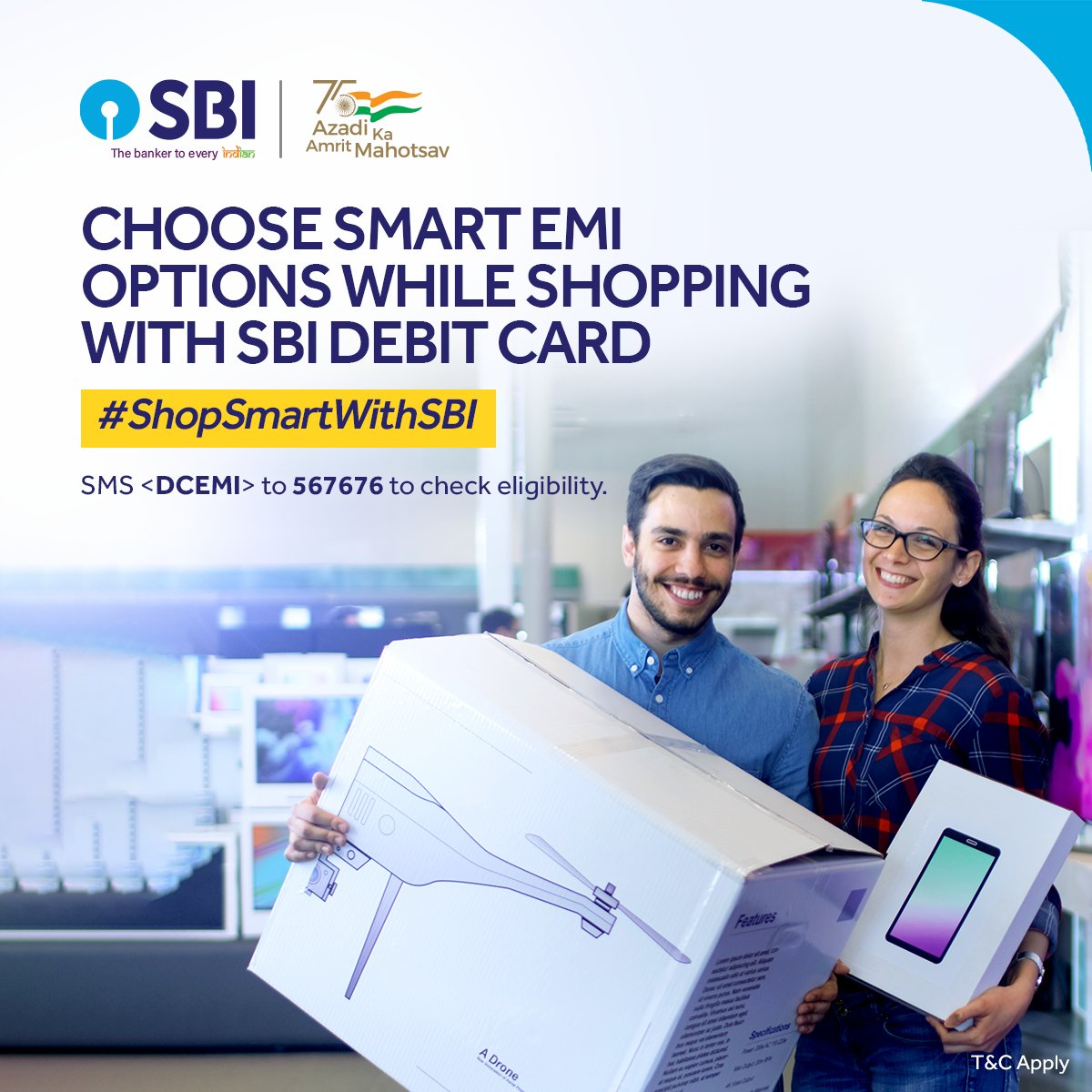 Elevate your shopping experience with SBI Debit Card by availing instant EMI on the go.

Know more: bank.sbi/web/personal-b…

#SBI #ShopSmartWithSBI #SBIDebitCardEMI #EasyEMI #SBIDebitCard