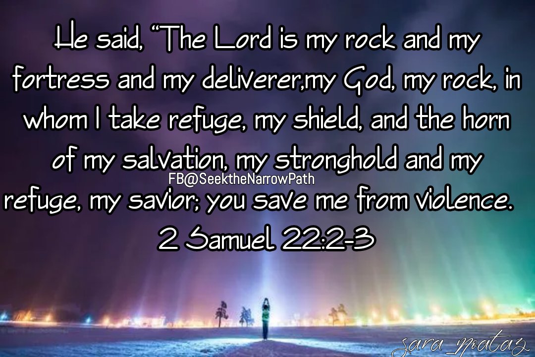 He said, “The Lord is my rock and my fortress and my deliverer,my God, my rock, in whom I take refuge, my shield, and the horn of my salvation, my stronghold and my refuge, my savior; you save me from violence. - 2 Samuel 22:2-3