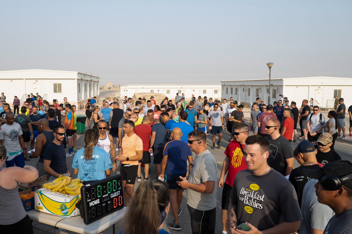 386thAEW's tweet photo. Better than a cup of coffee, we recently kicked off our morning bright and early with an Aviation Day 5K. Thank you to everyone who braved the heat and came out for this fun event! https://t.co/GlQIyUeOnk