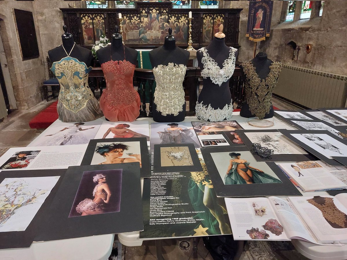DandSChurch's tweet photo. The wonderful Diane Bates has her exhibition of "Painted Lady" dresses and information in All Saints in Darton.  She's giving a talk at 2.00, and the exhibition is here until 4. @Barnsleyis @DartonArrow @BarnsleyASCL @BarnsleyMHT https://t.co/uOoWTeOpQF