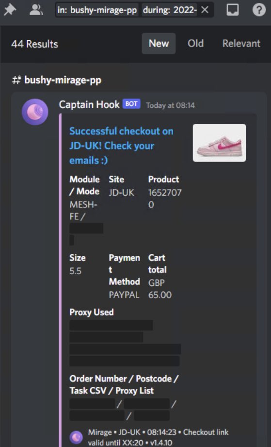 ibotshoes's tweet photo. Some success. Looking for more bulk buyers to run! DM me.

Bots: @AdonisBots @MirageBots 
Proxies: @BlankProxies @hydra_proxies 
Group: @NotifyEU https://t.co/7uUVfPlgvC