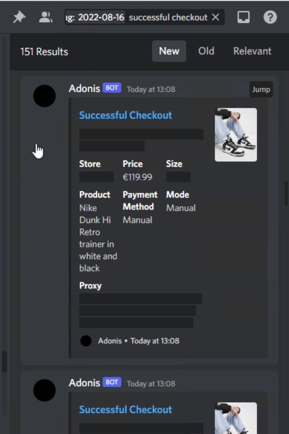 ibotshoes's tweet photo. Some success. Looking for more bulk buyers to run! DM me.

Bots: @AdonisBots @MirageBots 
Proxies: @BlankProxies @hydra_proxies 
Group: @NotifyEU https://t.co/7uUVfPlgvC