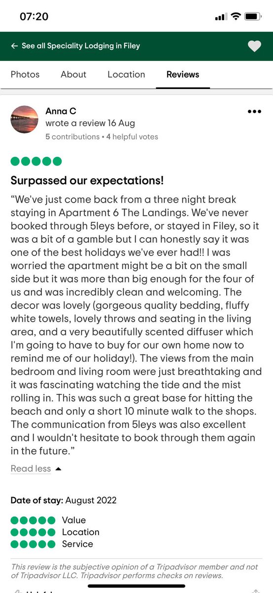 Made our day! 😘 #reviews #tripadvisor #thankful #filey #fileybay #holidayrentals #5leys