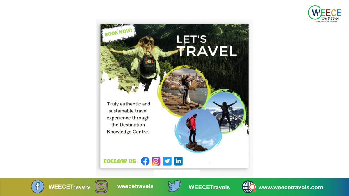 WEECETravels's tweet photo. WEECE Travels is India’s leading Destination & Travel Event Management Company and the most awarded Event Management company in India.
Visit Us : https://t.co/lCjjzio1j3
#weece #weecetravels #travels #tour #tourism https://t.co/YYHpsdOlrY