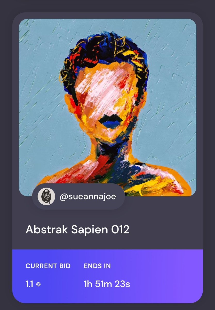 SueAnnaJoeArt's tweet photo. ± 1 hour
Current bid 1.1 SOL https://t.co/hZPEKExzOc