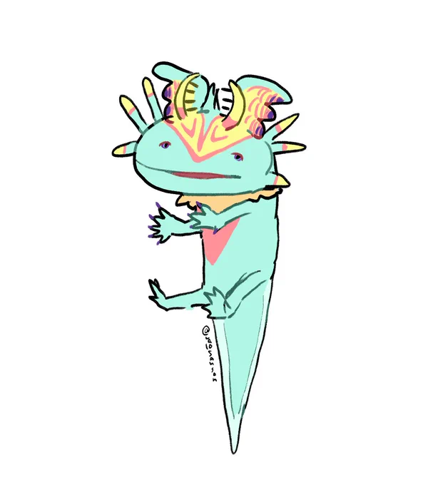 いつも描いてて思うけど、ウーパールーパーみたいだよね。きみ 