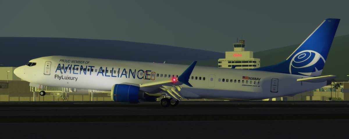 iflyFlyLuxury's tweet photo. A new FlyLuxury Boeing 737-9 in the Avient Alliance livery lands at Daniel K. Inouye International Airport (HNL).

#Roblox #RobloxDev #RoAviation https://t.co/HPe17RcQaW