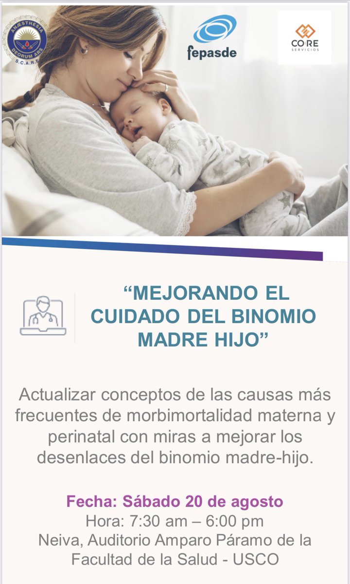 AnObsColombia's tweet image. #anestesiaobstetrica Evento de @scarecolombia y @Fepasde en #Neiva coreservicios.com.co/formulario-mej…