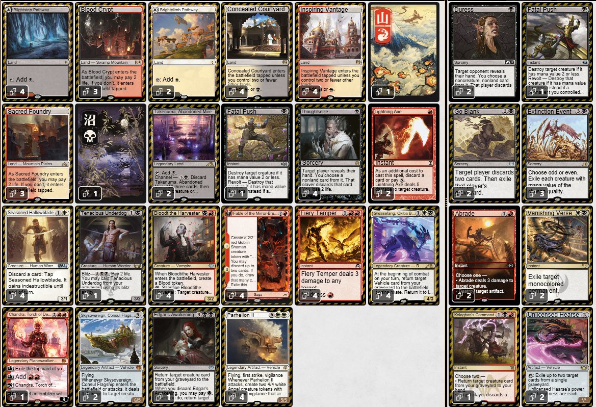ComracTCG's tweet photo. Won a 32-person RCQ today with Mardu Greasefang! 
Felt like the work I've put in paid off - highly recommend the deck if you have a Pioneer event coming up.

Looking forward to Sydney!

Text list in the alt text
@fireshoes https://t.co/WPodxqRnRu