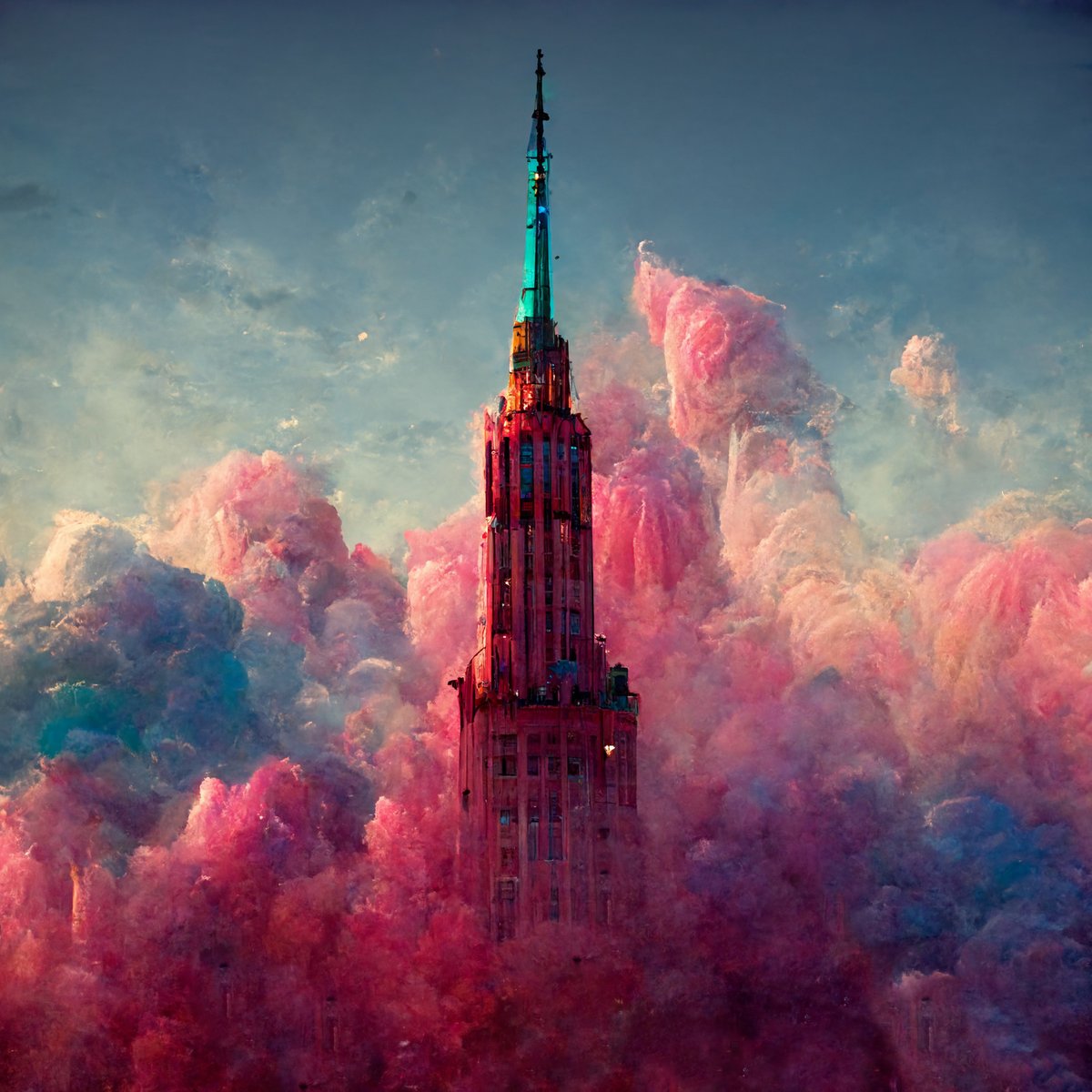 RogerAn3D's tweet photo. Day 7 #Midjourney Fun:

#NewYorkCity engulfed in candy colored clouds

I've been inspired by gorgeous surrealist AI city shots in rainbow hues.  Here is my take on some of my favorite NY landmarks.

#aiart #gucci #cgart #motiongraphics #conceptart #illustration #motion https://t.co/avplzzloGI
