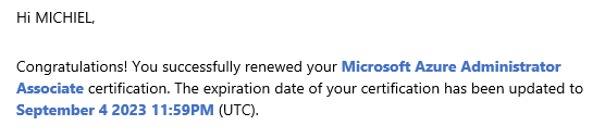 michielhamers's tweet photo. yeah... renewed another #microsoft #Certification #AZ104 #ordina #borntolean https://t.co/fPNxMA6Vfy