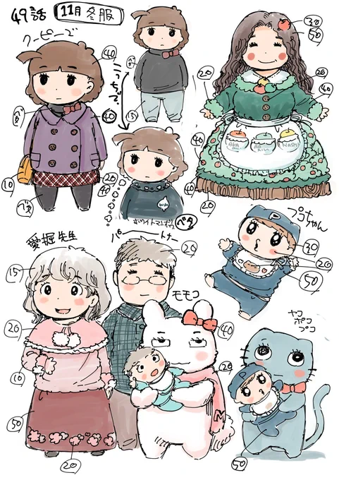 ヤコとポコ。
7巻分のキャラ表 その1

作中ではジュハンの後ろ姿を描く機会がなかったので残念。
プコちゃんの出番も少なかったです。
メルちゃんやぽぽちゃんに思いを馳せながら描いたのに。 