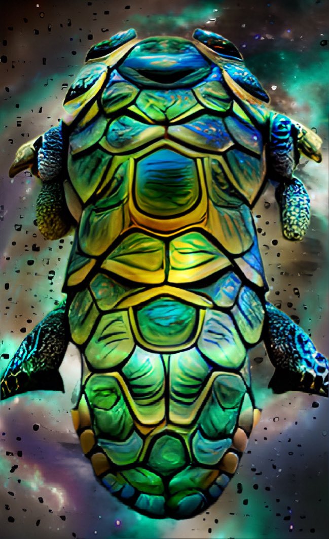 Josh_Backman's tweet photo. ‘…moving through the cosmos,
gunna eat me a lot of space cheese.’
Spaceship Turtlesaurus
#digitalart #trippy #lucid #psychedelic #bakedbrain #spacedcadet #aiart #NFTCommunity #spaceturtle https://t.co/Qdt1DlNyC8