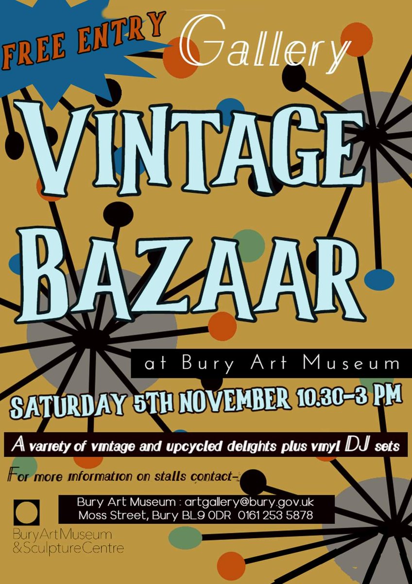 Exciting announcement! Later this year we will be hosting our very first Gallery Vintage Bazaar here at Bury Art Museum! Watch this space for more info coming soon..... 👀