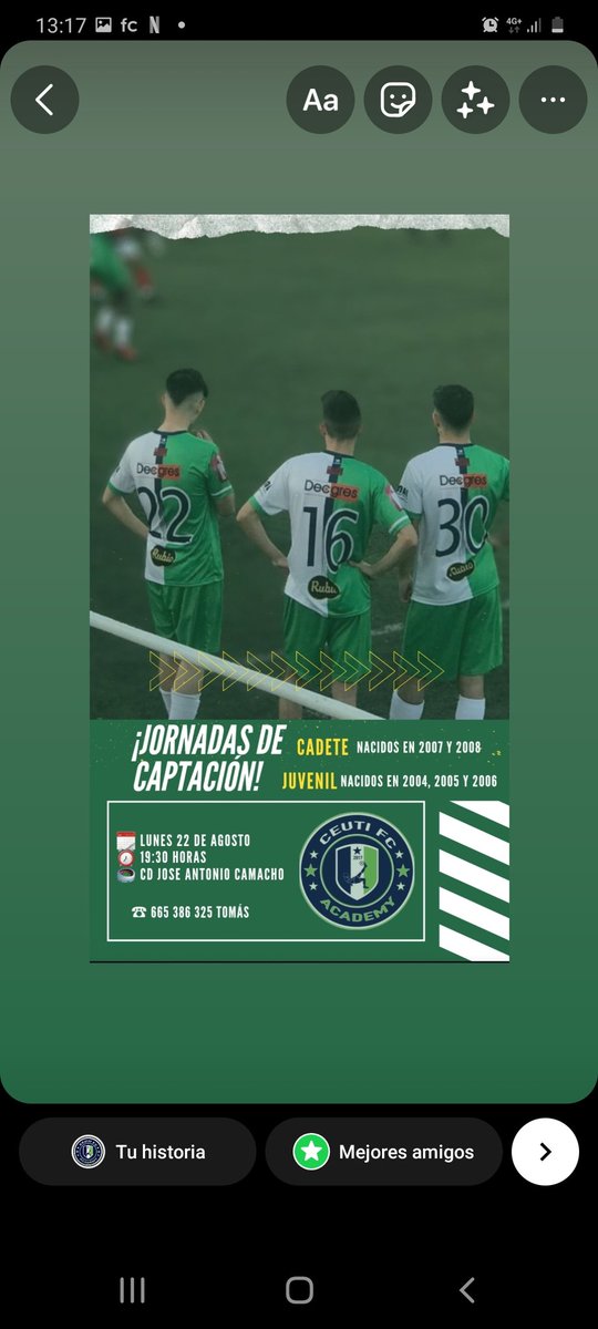 ceutifc's tweet photo. 📢 Jornadas de captación!

Juvenil y cadete

🗓 22 de Agosto
⏰ 19:30 horas
🏟 CP José Antonio Camacho

Vamos 💚 💪 https://t.co/KYERo5DUJM
