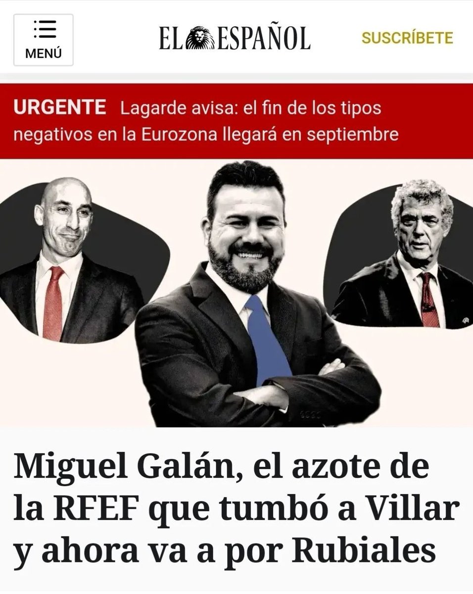 MiguelGalanCNFE's tweet photo. MIGUEL GALÁN destituyó al ex presidente de la @rfef , ANGEL MARIA VILLAR, y ahora el Tribunal Supremo avala su denuncia.

Noticia vía @CenafeEscuelas

Foto del periódico EL ESPAÑOL @podium_EE https://t.co/RirreoizN3