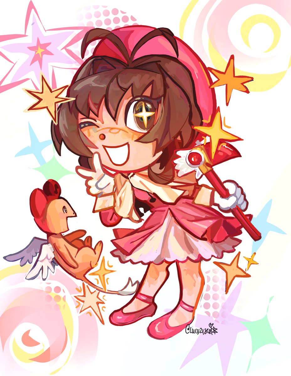 ケロちゃん ,木之本桜 「Chibi c0 mmission #CardCaptorSakura #ani」|lucy2186 villain arc🧨🖍のイラスト