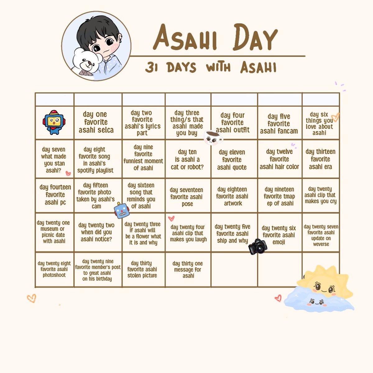 for_asahi0820's tweet photo. 🌄Day 31🌄
Message for #Asahi
I want to say that you are the best person I have ever known, you are talented,you have a good personality. So I want to send a lot of love to you,always by your side.Hope you have confidence in yourself.
#31DayswithAsahi 
#ShiningSunlightAsahiDay https://t.co/nJtPFDy26b