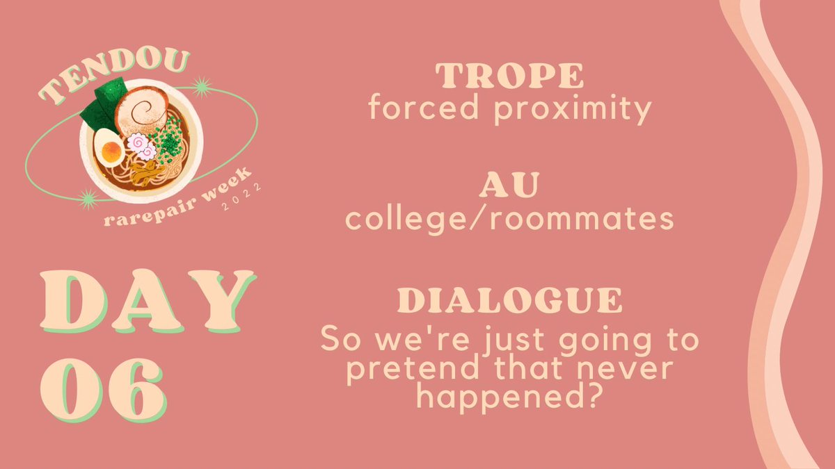 tendourarepairs's tweet photo. #TendouRarepairWeek Day 6 has arrived!
🍦Use any of these prompts, as well as prompts from the other days/lists on our graphic/carrd! Mix and match however you choose!
Check out our pinned to find out how to be retweeted! 🍧 https://t.co/OenXehZxlF