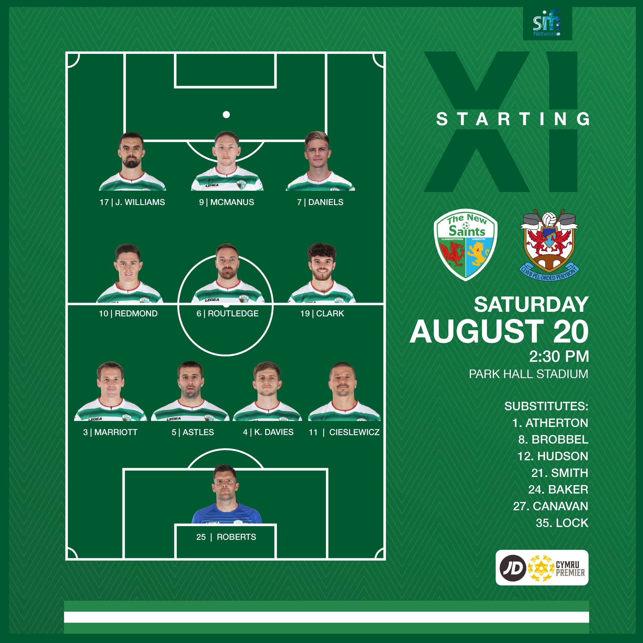 The New Saints FC on Twitter "Here's today's starting lineup, as we