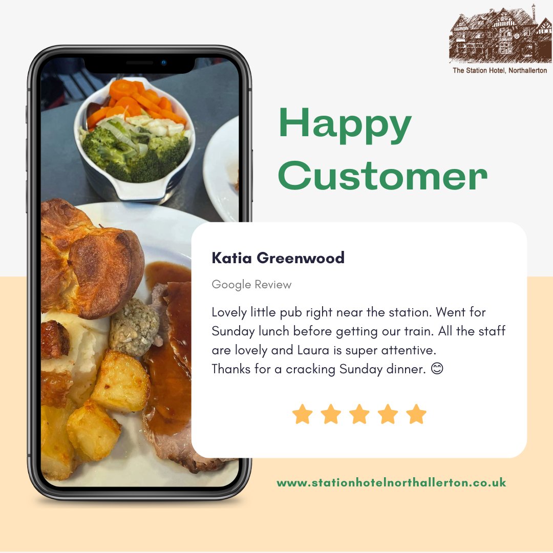 Find out why people keep coming back for our Sunday Lunches! And you can enjoy one in your own home by using Northallerton Eats. Served from noon to 3pm. Smashing desserts too! stationhotelnorthallerton.co.uk #Northallerton #restaurant #pub #sundaylunch #dogfriendly #northallertoneats