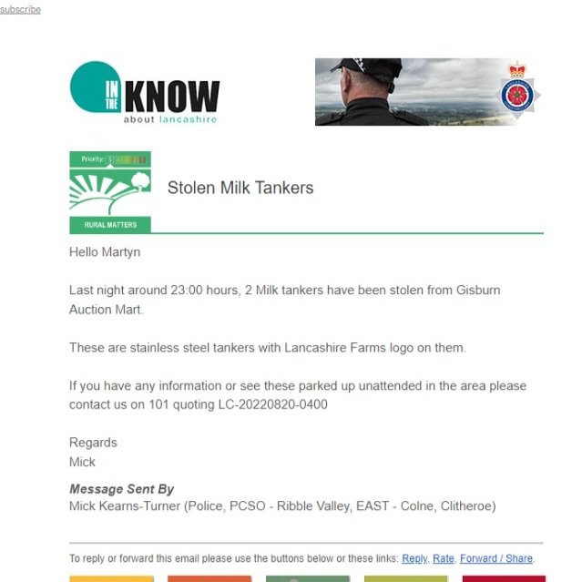 #stolenmilktankers
this is the reference number if anyone sees or knows something....@Gillylancs @Prestonphonebox @farmerste @UKHaulier @ScaniaUK @TPFarmLife @MotorwayCameras @WYP_PCWILLIS @FarmersGuardian 
someone must know where they are.....