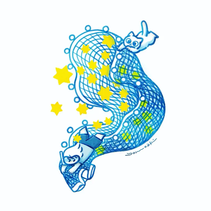 #夏休みはフォロワーさんが増えるまるくてあおい絵たちです 