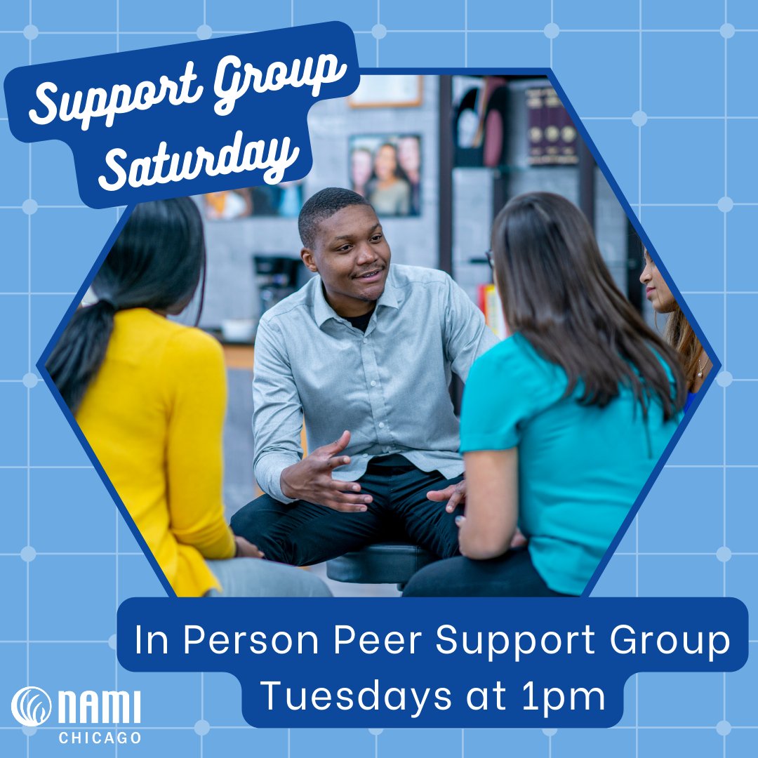 NAMIChicago's tweet photo. Looking to deepen your connection to your #MentalHealth? Join our In-Person Peer Support Group at the #NAMIChicago Offices (1801 W. Warner) on Tuesdays at 1pm. Register at https://t.co/PRyKmBXuJU #SupportGroupSaturday #Support #SupportGroup #PeerLedSupportGroup #PeerSupp https://t.co/armrwo0oho