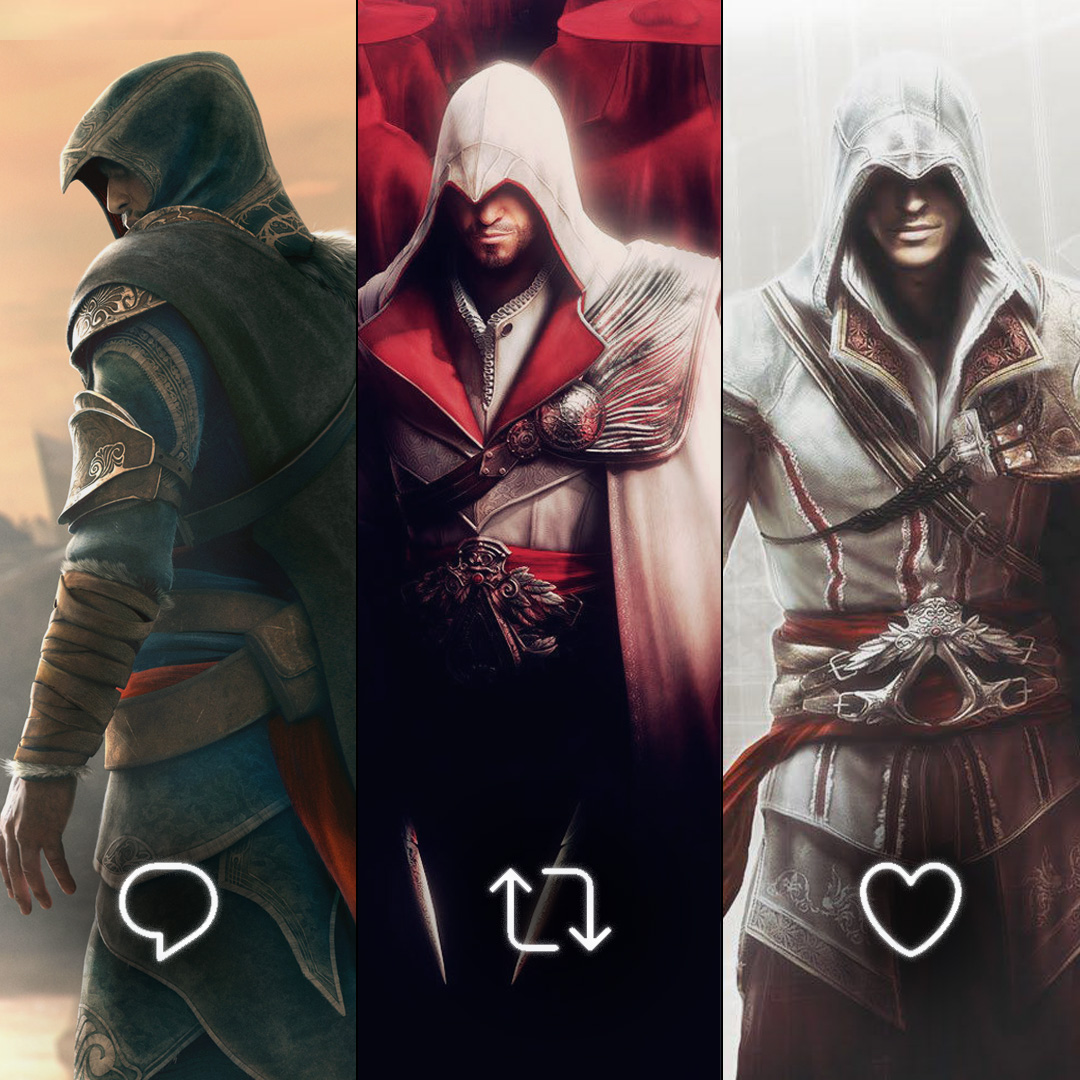 assassinscreed's tweet image. "An epic journey, spanning 4 decades, from Firenze to Constantinople. 

Which of the Ezio trilogy games is your favorite? #AC15