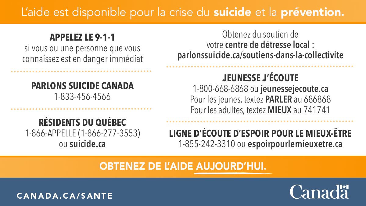 ACSP_Canada's tweet photo. Que vous soyez en crise ou que vous ayez juste besoin de parler, du soutien est offert en tout temps (24 heures sur 24, 7 jours sur 7), sans frais, aux gens de TOUS ÂGES, partout au Canada : https://t.co/mvZ8PJy8bf